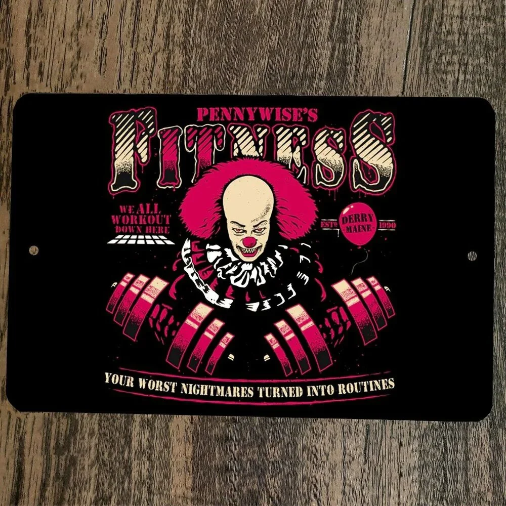 Pennywise Fitness 8x12 Metal Wall Halloween Sign‎ Horror